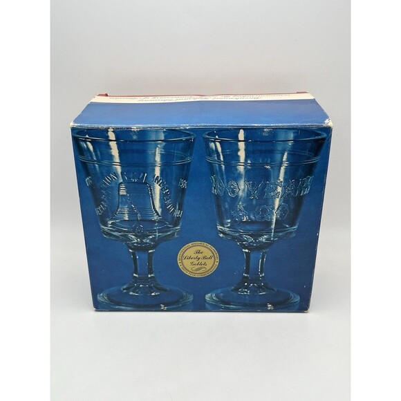 Bicentennial 10 Oz Glass Goblets Declaration of Independence Set Of 2 In Box - Picture 11 of 11